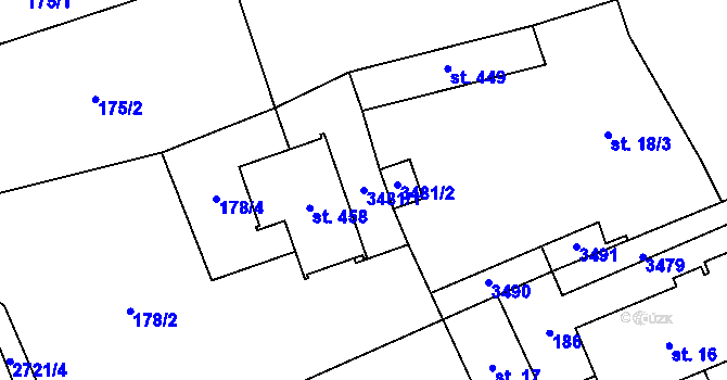 Parcela st. 3481/1 v KÚ Jezernice, Katastrální mapa