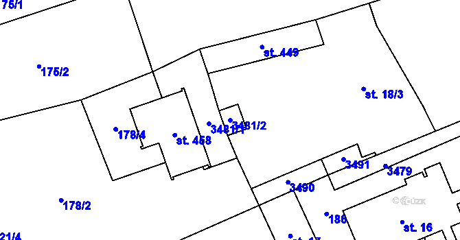 Parcela st. 3481/2 v KÚ Jezernice, Katastrální mapa