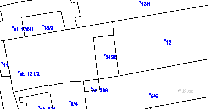 Parcela st. 3496 v KÚ Jezernice, Katastrální mapa