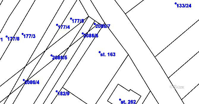 Parcela st. 163 v KÚ Jezeřany, Katastrální mapa