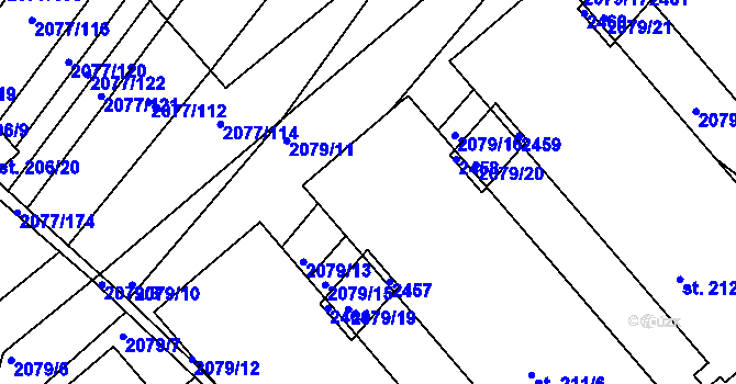 Parcela st. 211/2 v KÚ Jezeřany, Katastrální mapa