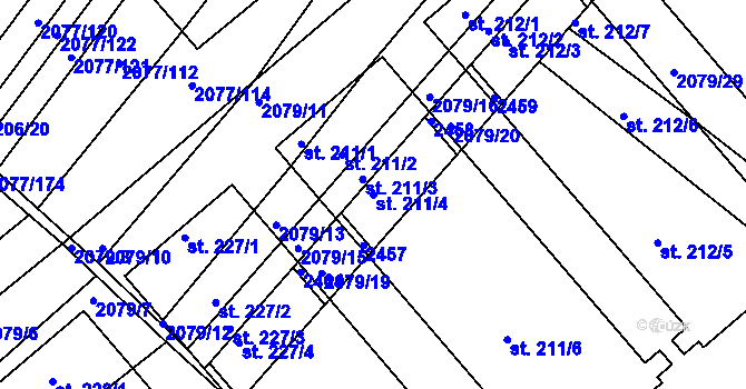 Parcela st. 211/4 v KÚ Jezeřany, Katastrální mapa