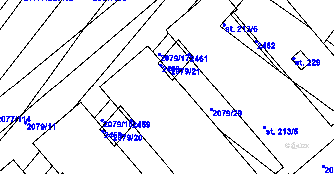 Parcela st. 212/7 v KÚ Jezeřany, Katastrální mapa
