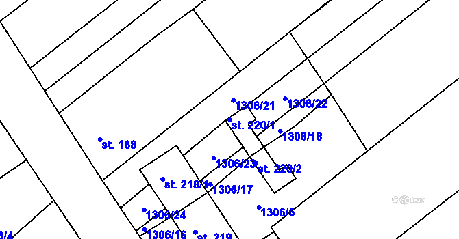 Parcela st. 220/1 v KÚ Jezeřany, Katastrální mapa