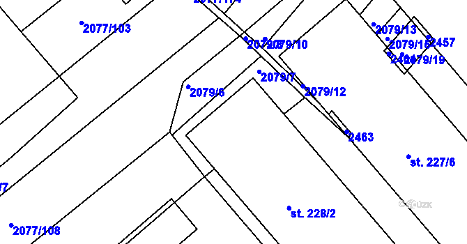 Parcela st. 228/1 v KÚ Jezeřany, Katastrální mapa