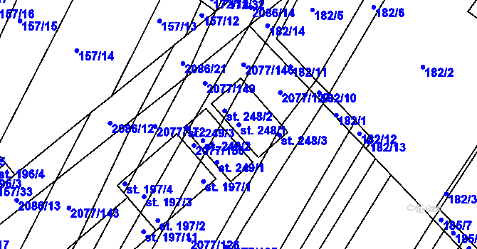 Parcela st. 248/1 v KÚ Jezeřany, Katastrální mapa
