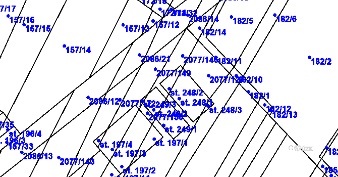 Parcela st. 248/2 v KÚ Jezeřany, Katastrální mapa