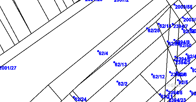 Parcela st. 62/4 v KÚ Jezeřany, Katastrální mapa