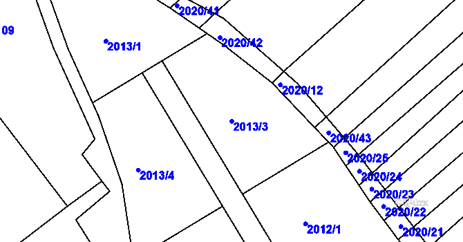 Parcela st. 2013/3 v KÚ Jezeřany, Katastrální mapa