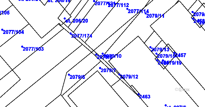 Parcela st. 2079/10 v KÚ Jezeřany, Katastrální mapa
