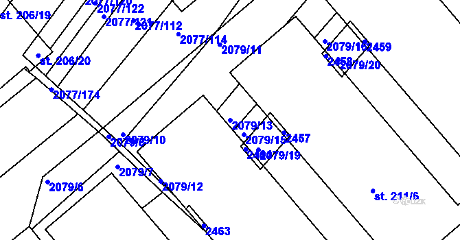 Parcela st. 2079/13 v KÚ Jezeřany, Katastrální mapa