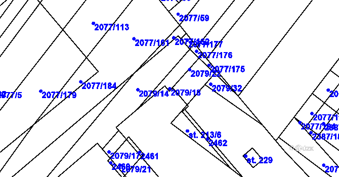 Parcela st. 2079/18 v KÚ Jezeřany, Katastrální mapa