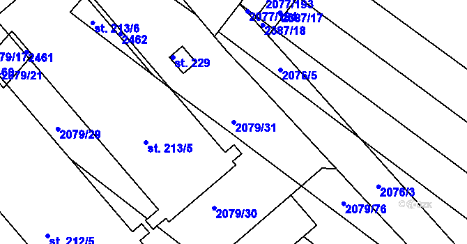 Parcela st. 2079/31 v KÚ Jezeřany, Katastrální mapa