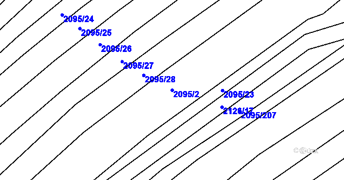 Parcela st. 2095/2 v KÚ Jezeřany, Katastrální mapa