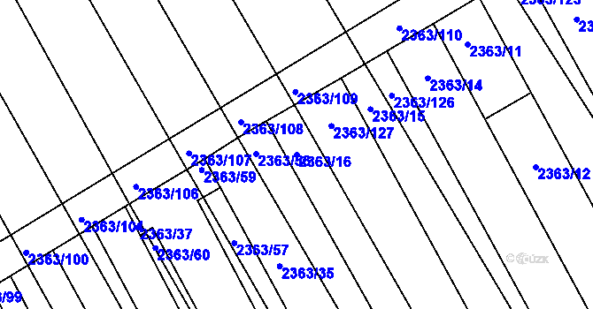 Parcela st. 2363/16 v KÚ Jezeřany, Katastrální mapa