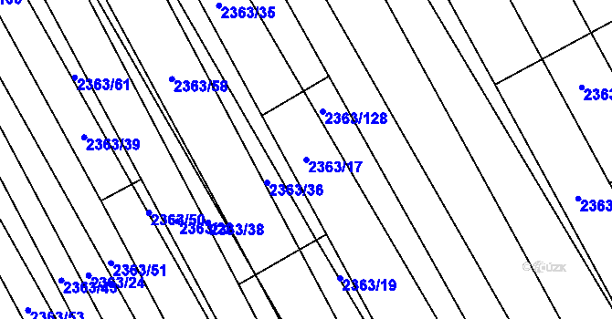 Parcela st. 2363/17 v KÚ Jezeřany, Katastrální mapa