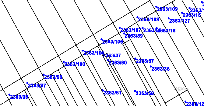 Parcela st. 2363/37 v KÚ Jezeřany, Katastrální mapa