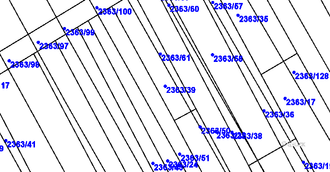 Parcela st. 2363/39 v KÚ Jezeřany, Katastrální mapa