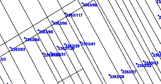 Parcela st. 2363/41 v KÚ Jezeřany, Katastrální mapa