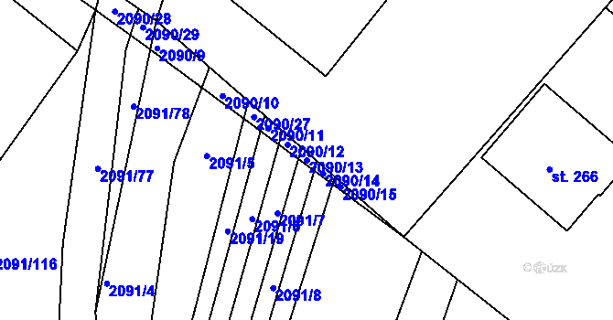 Parcela st. 2090/13 v KÚ Jezeřany, Katastrální mapa