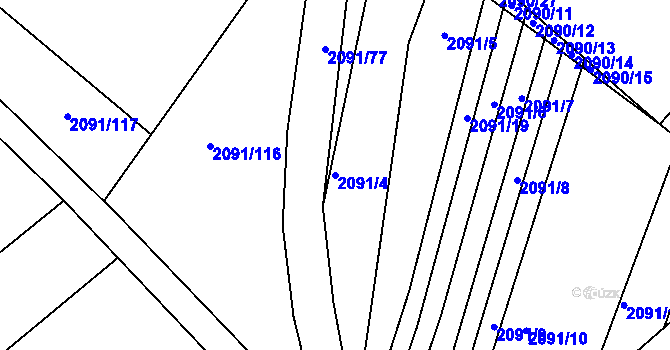 Parcela st. 2091/4 v KÚ Jezeřany, Katastrální mapa