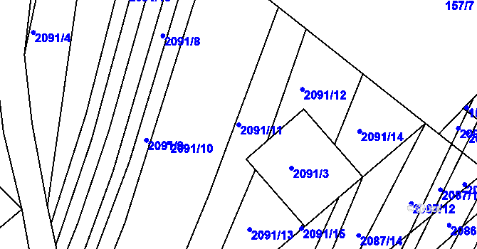Parcela st. 2091/11 v KÚ Jezeřany, Katastrální mapa