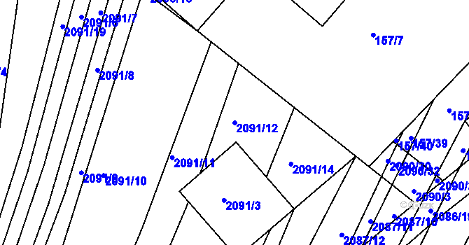 Parcela st. 2091/12 v KÚ Jezeřany, Katastrální mapa