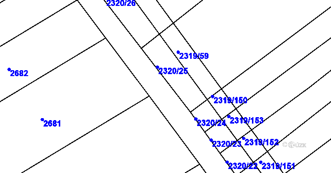 Parcela st. 2322/21 v KÚ Jezeřany, Katastrální mapa