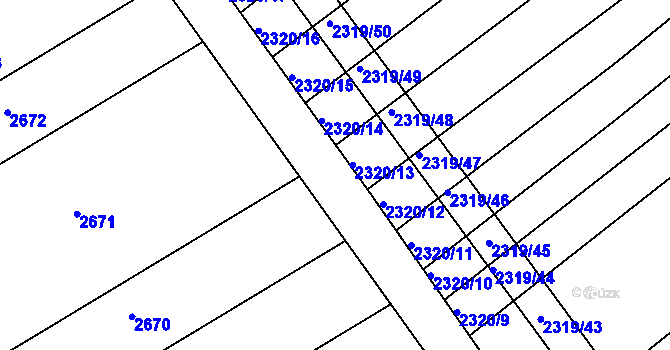 Parcela st. 2322/37 v KÚ Jezeřany, Katastrální mapa