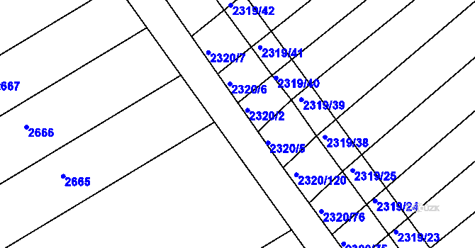 Parcela st. 2322/42 v KÚ Jezeřany, Katastrální mapa