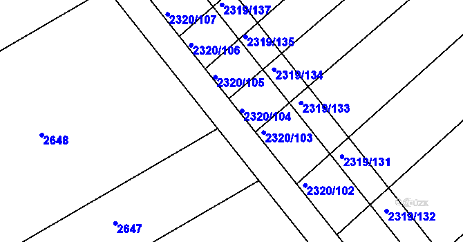 Parcela st. 2322/81 v KÚ Jezeřany, Katastrální mapa
