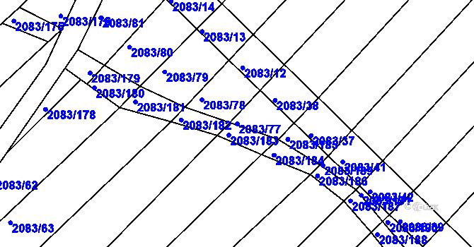 Parcela st. 2083/77 v KÚ Jezeřany, Katastrální mapa