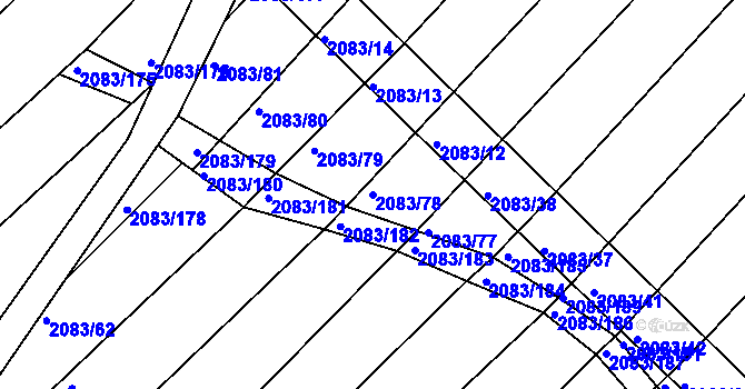 Parcela st. 2083/78 v KÚ Jezeřany, Katastrální mapa