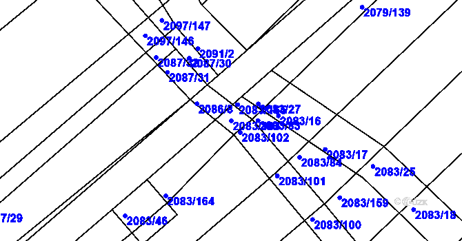 Parcela st. 2083/103 v KÚ Jezeřany, Katastrální mapa