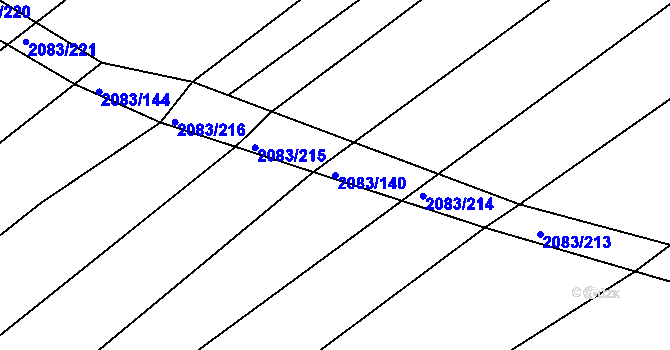Parcela st. 2083/140 v KÚ Jezeřany, Katastrální mapa