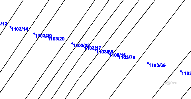 Parcela st. 1103/68 v KÚ Jezeřany, Katastrální mapa