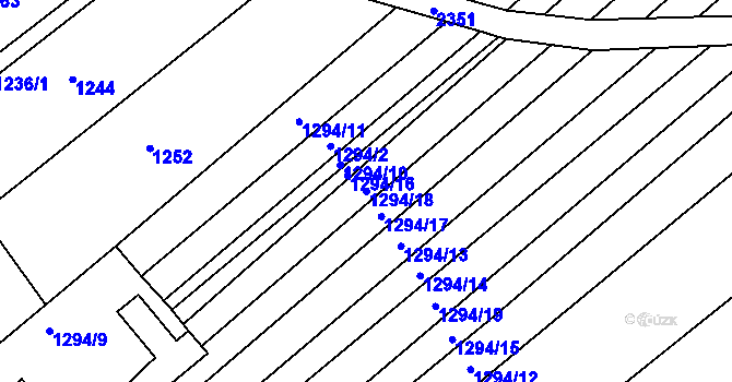Parcela st. 1294/18 v KÚ Jezeřany, Katastrální mapa