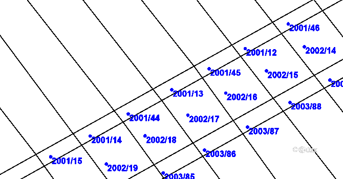 Parcela st. 2001/13 v KÚ Jezeřany, Katastrální mapa