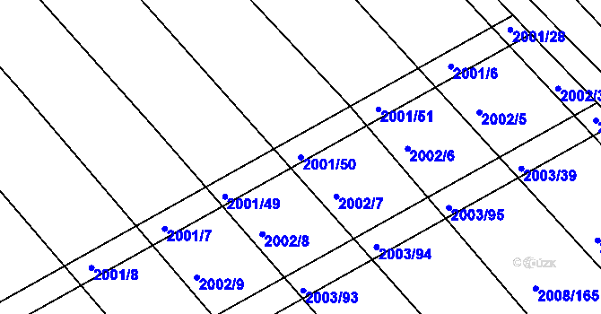 Parcela st. 2001/50 v KÚ Jezeřany, Katastrální mapa
