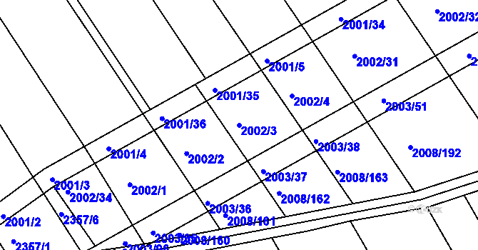Parcela st. 2002/3 v KÚ Jezeřany, Katastrální mapa