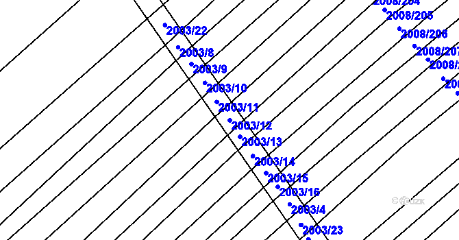 Parcela st. 2003/12 v KÚ Jezeřany, Katastrální mapa