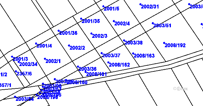 Parcela st. 2003/37 v KÚ Jezeřany, Katastrální mapa