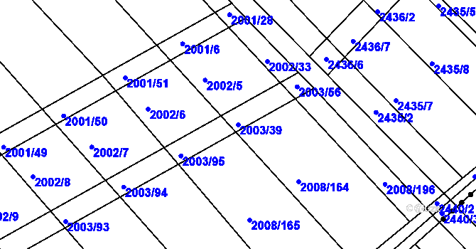 Parcela st. 2003/39 v KÚ Jezeřany, Katastrální mapa
