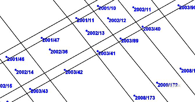 Parcela st. 2003/41 v KÚ Jezeřany, Katastrální mapa