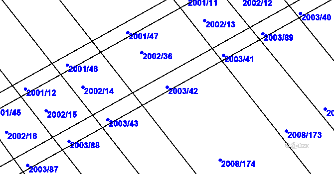Parcela st. 2003/42 v KÚ Jezeřany, Katastrální mapa