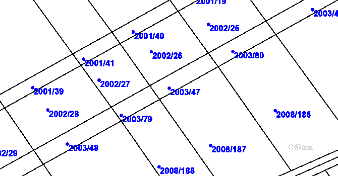 Parcela st. 2003/47 v KÚ Jezeřany, Katastrální mapa