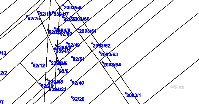 Parcela st. 2003/63 v KÚ Jezeřany, Katastrální mapa