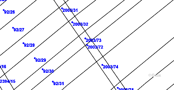 Parcela st. 2003/72 v KÚ Jezeřany, Katastrální mapa