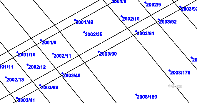Parcela st. 2003/90 v KÚ Jezeřany, Katastrální mapa