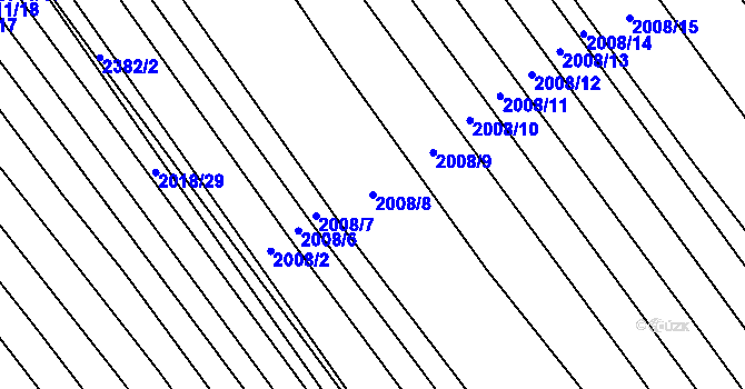 Parcela st. 2008/8 v KÚ Jezeřany, Katastrální mapa